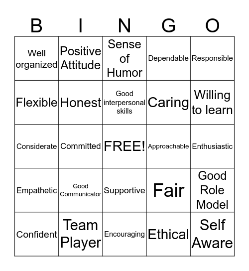 FRG Leader Bingo Card