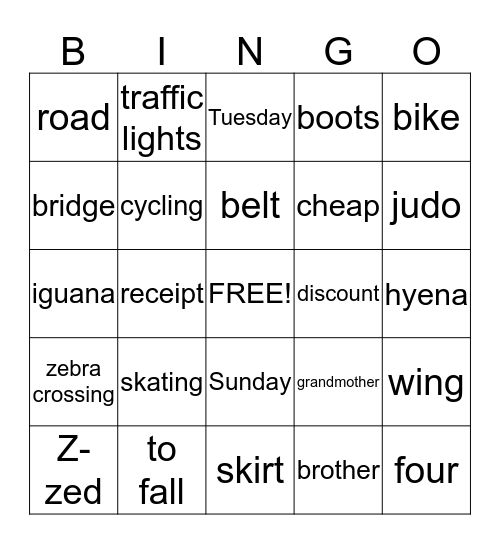 Unit 1-6 Bingo Card