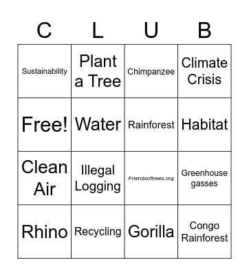 Deforestation Bingo Card