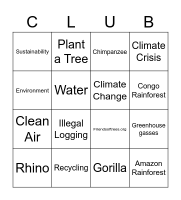 Deforestation Bingo Card