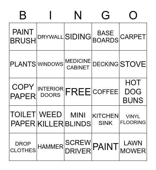 SALES TAX BINGO Card