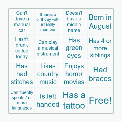 Find Someone Who... Bingo Card