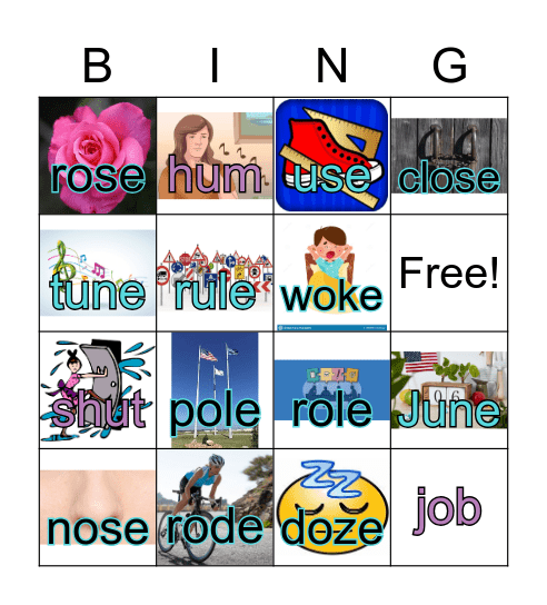 Long o, u Bingo Card