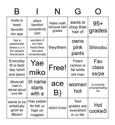 four Bingo Card