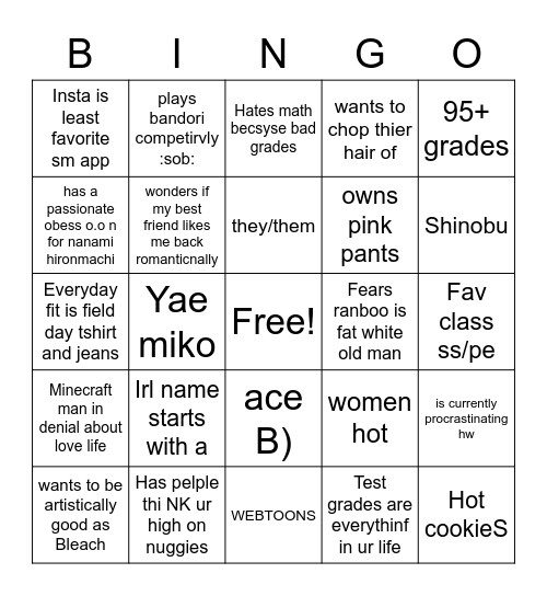 four Bingo Card