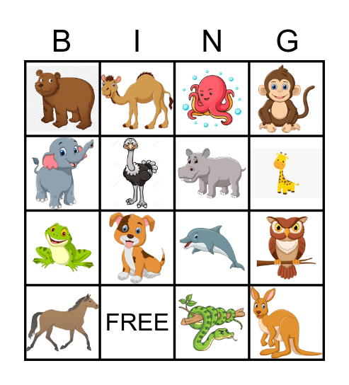 Animal Bingo Card