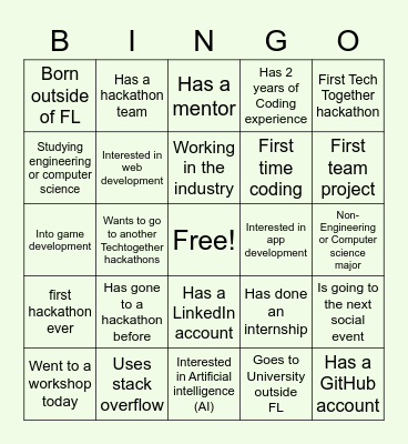Networking BINGO Card