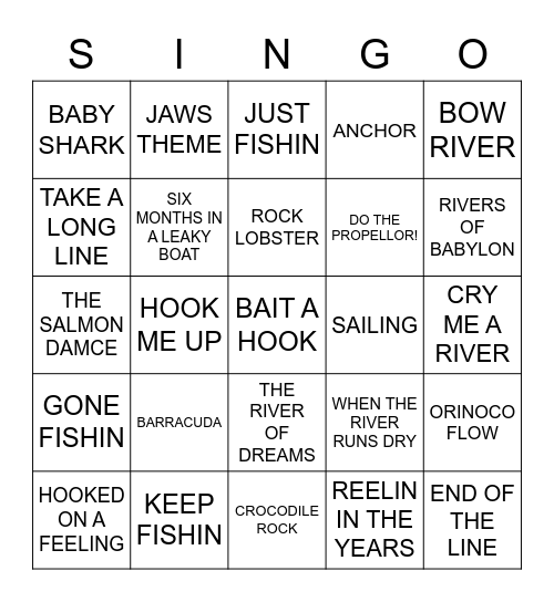 688 GONE FISHING Bingo Card