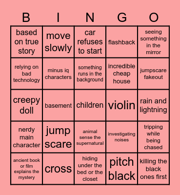 horror Bingo Card