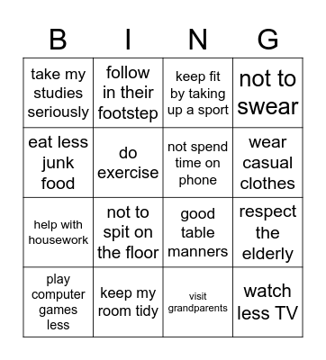 My parent's won't let me :( Bingo Card