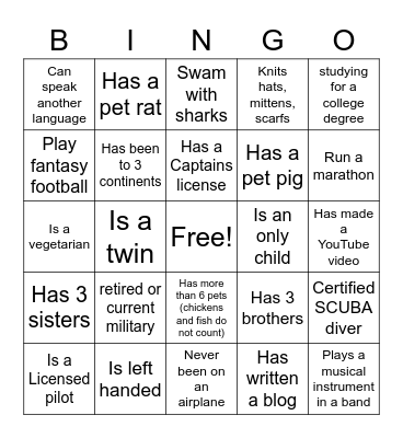 Colleague Bingo Card