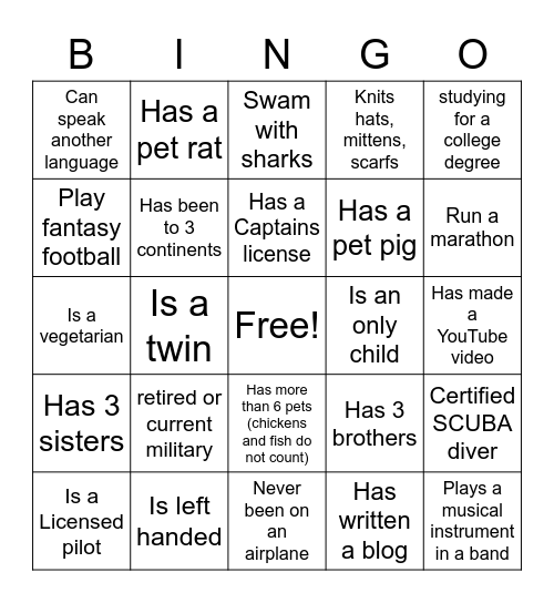 Colleague Bingo Card