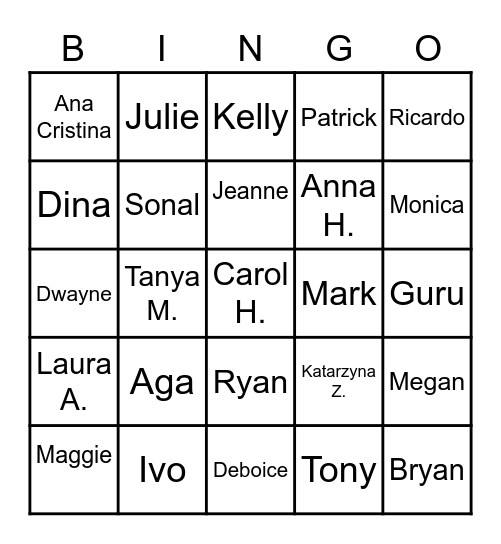 Global PMO Bingo Card