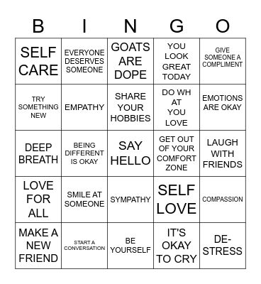 START WITH HELLO! Bingo Card