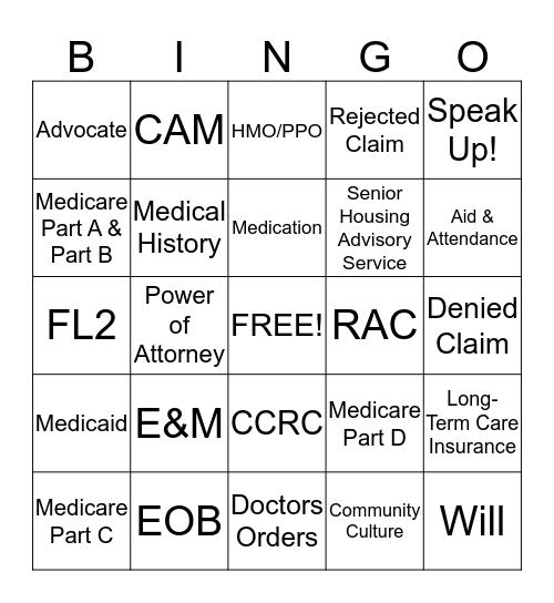 Elder Resource Advocates Bingo Card