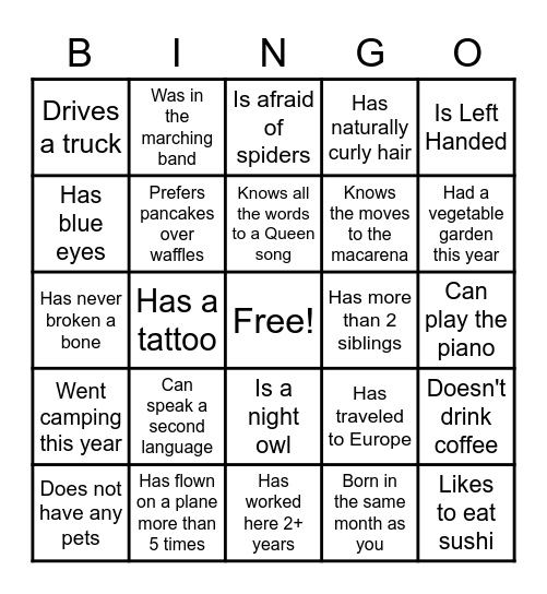 Supply Chain Bingo Card