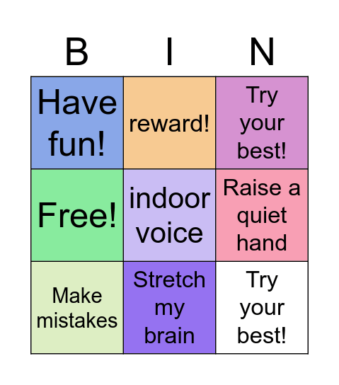 Math Group Expectations Bingo Card