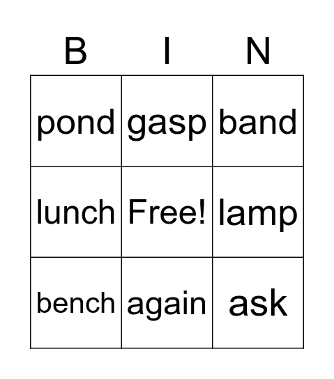B Bingo Card