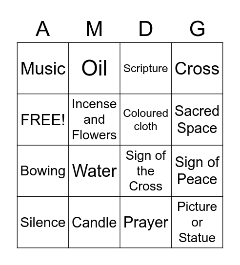 Liturgy Bingo! Bingo Card