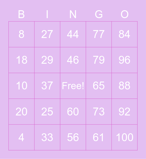 YEYE BINGO Card