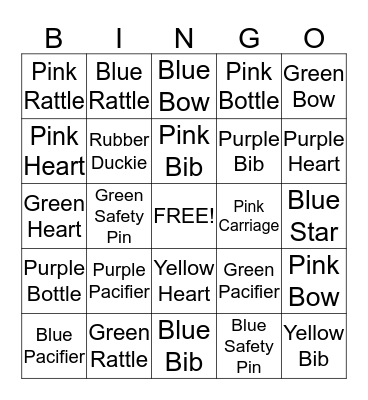 Robert & Stacy's Baby Shower Bingo Card