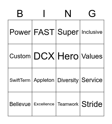 The Power of Service Bingo Card