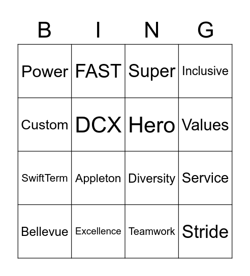 The Power of Service Bingo Card