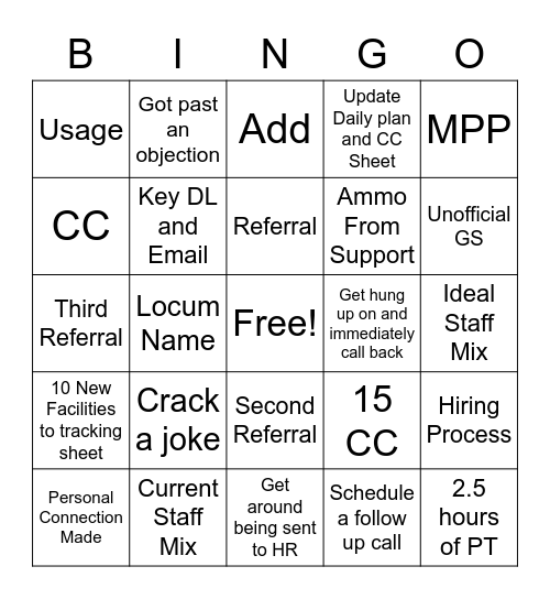 Barton Bingo Card