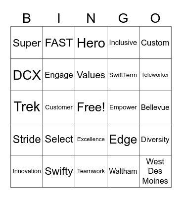 The Power of Service Bingo Card