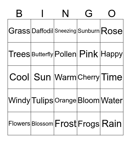 Spring  Bingo Card
