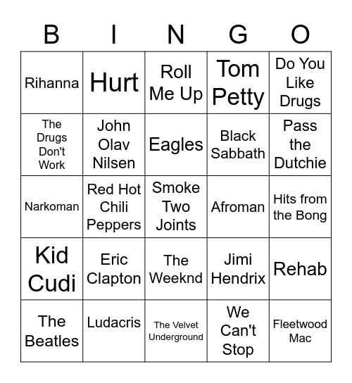 Drugs Bingo Card