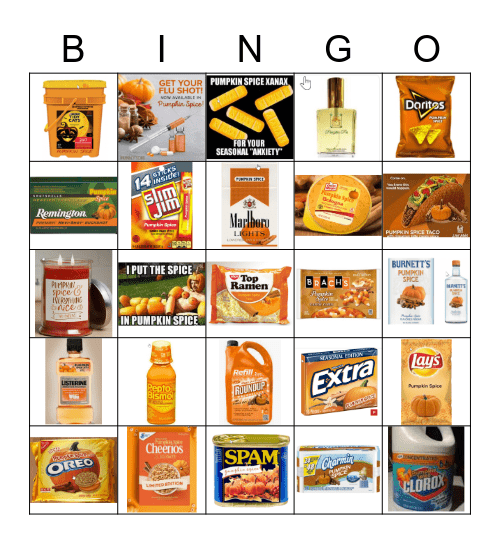 Pumpkin Spice Bingo Card