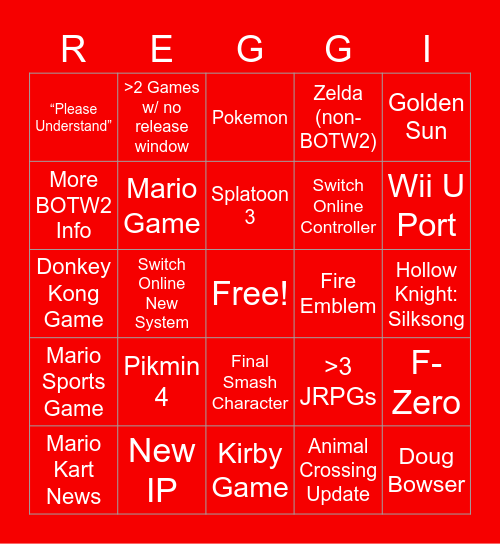 Nintendon’t Screw This Up Bingo Card