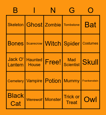 Halloween Bingo Card