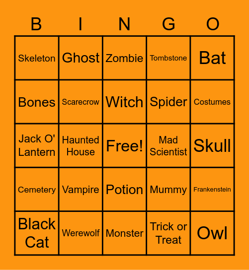 Halloween Bingo Card
