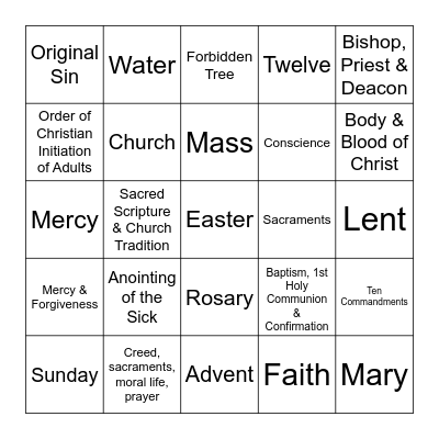 REVIEW CHAPTERS 1-12 Bingo Card