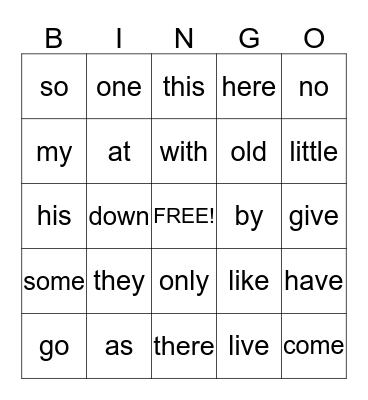 Sight Words (K List 4 & 5) Bingo Card