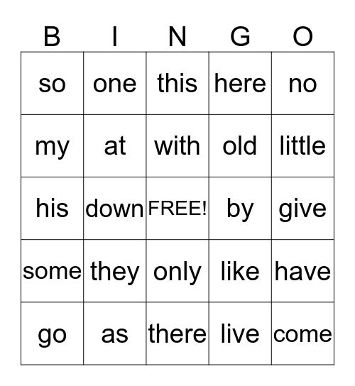 Sight Words (K List 4 & 5) Bingo Card