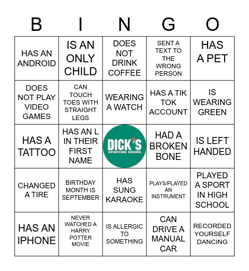 DSG BINGO Card