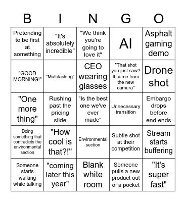 Tech Event BINGO Card