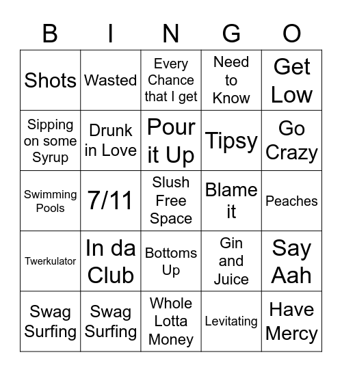 Boozy Bingo Card