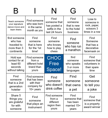 CHOC Fall Regionals Bingo Card