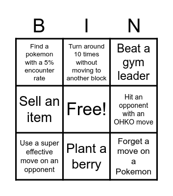 Pokemon Bingo Card