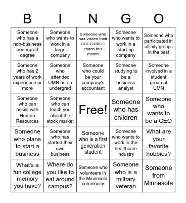 Carlson Cross-Program Connections Bingo Card