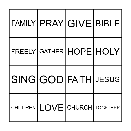 Church Bingo Card