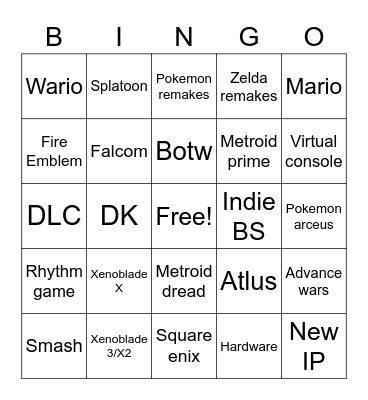 9/23 Nintendo Bingo Card