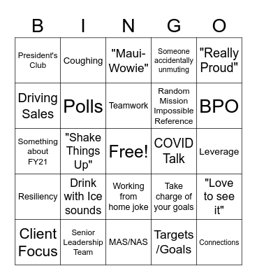 Bob Buckley Bingo Card