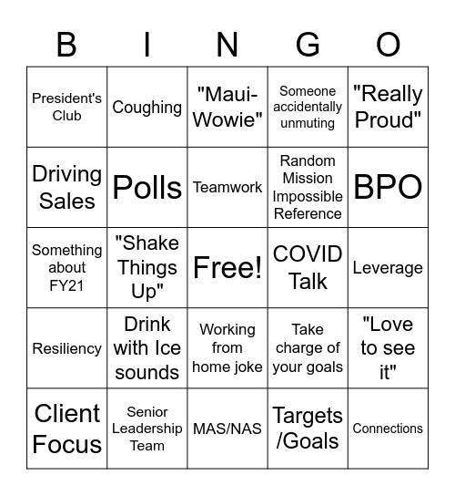 Bob Buckley Bingo Card