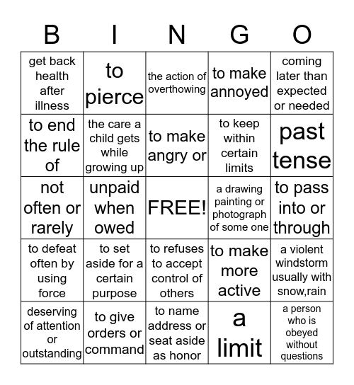 abbys bingo Card