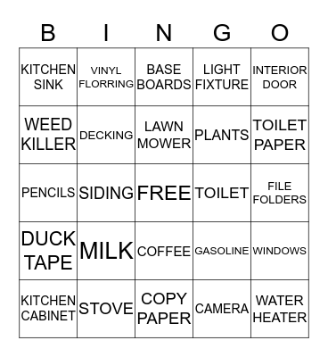 SALES TAX BINGO Card